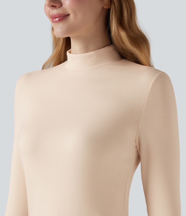 Top chauffant col montant manches longues