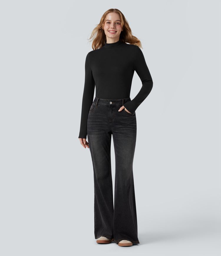 Top chauffant col montant manches longues