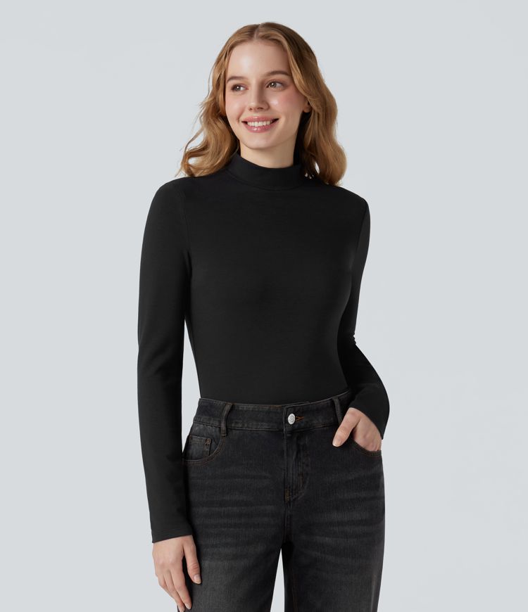 Lässig wärmendes Top mit Stehkragen und langen Ärmeln