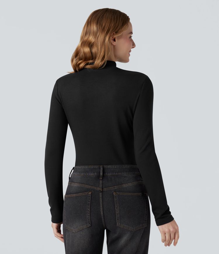 Top chauffant col montant manches longues