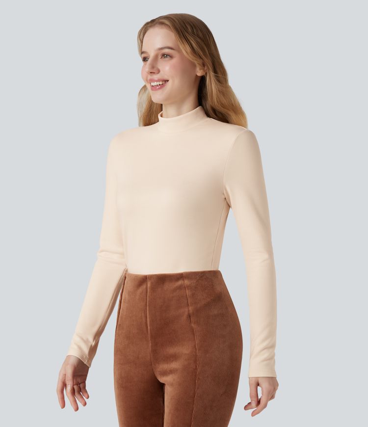 Top chauffant col montant manches longues