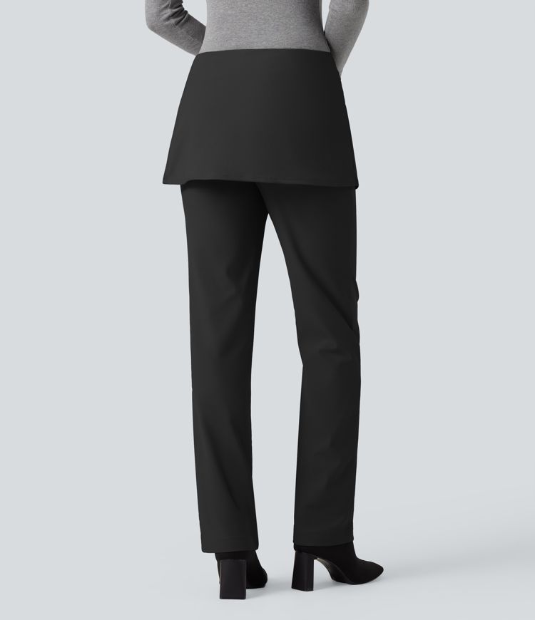 Halara Flex™ Mid Rise Straight Leg Work Skirted Pants with Pockets
