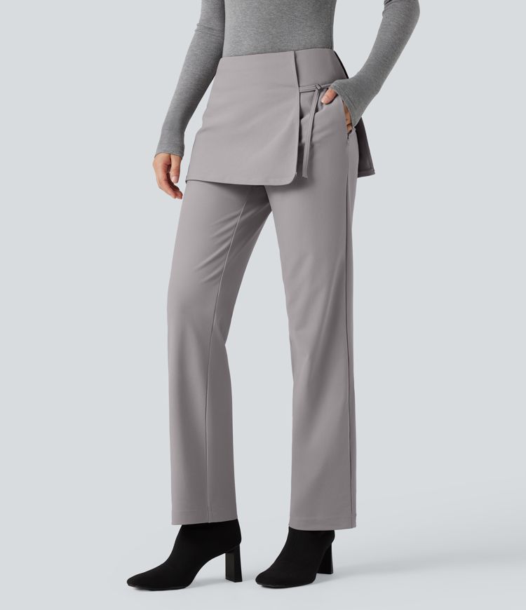Pantalon tailleur Halara Flex™ jupe-culotte coupe droite taille mi-haute avec poches