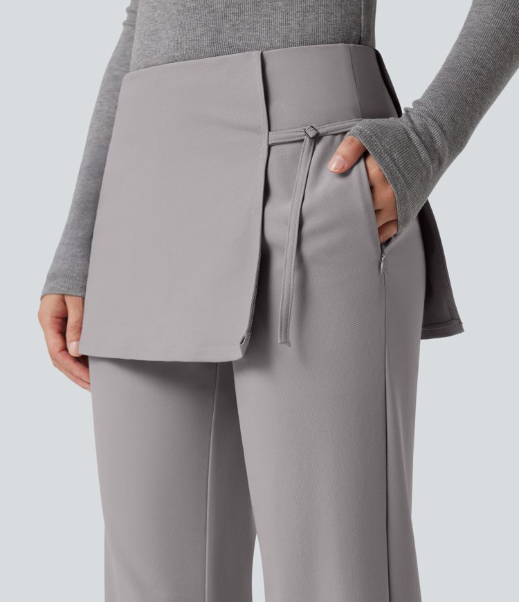Pantalon tailleur Halara Flex™ jupe-culotte coupe droite taille mi-haute avec poches