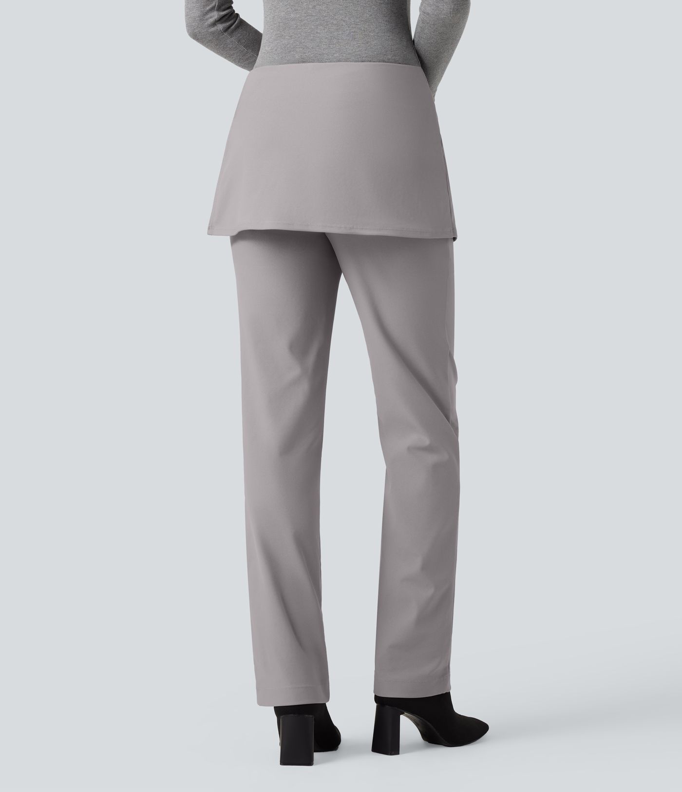 Halara Flex™ Mid Rise Straight Leg Work Skirted Trousers with Pockets