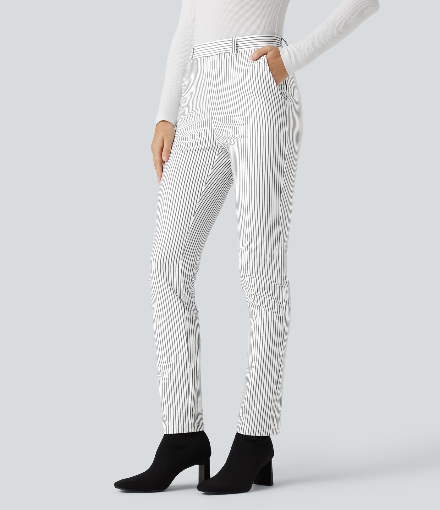 Halara Flex™ High Waisted Skinny Stripe Work Pants with Pockets