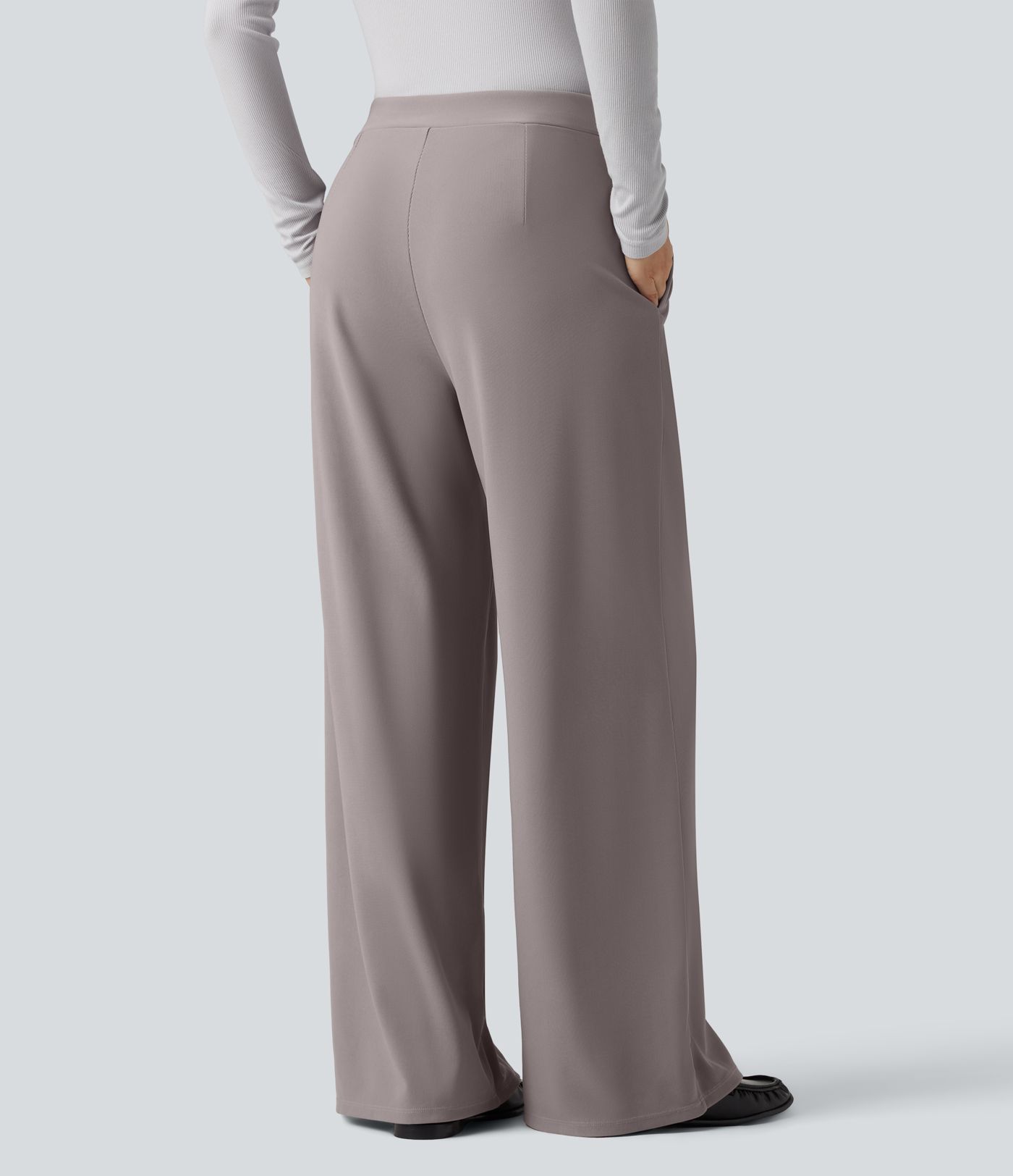 Halara Flex™ - Stoffhose mit hohem Bund, Seitentaschen, Mikrowaffelmuster und weitem Bein