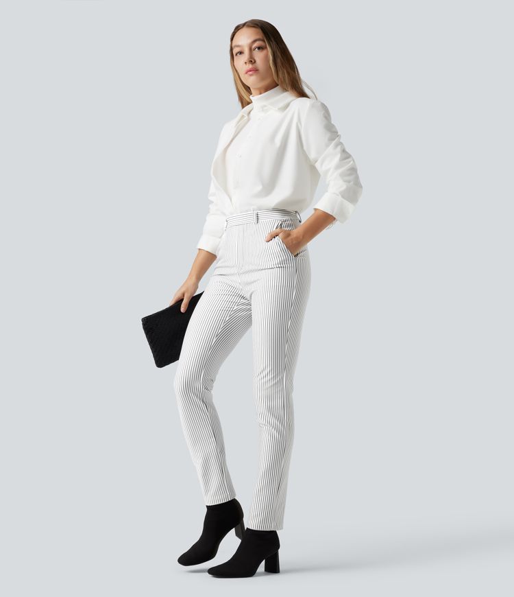 Halara Flex™ High Waisted Skinny Stripe Work Pants with Pockets