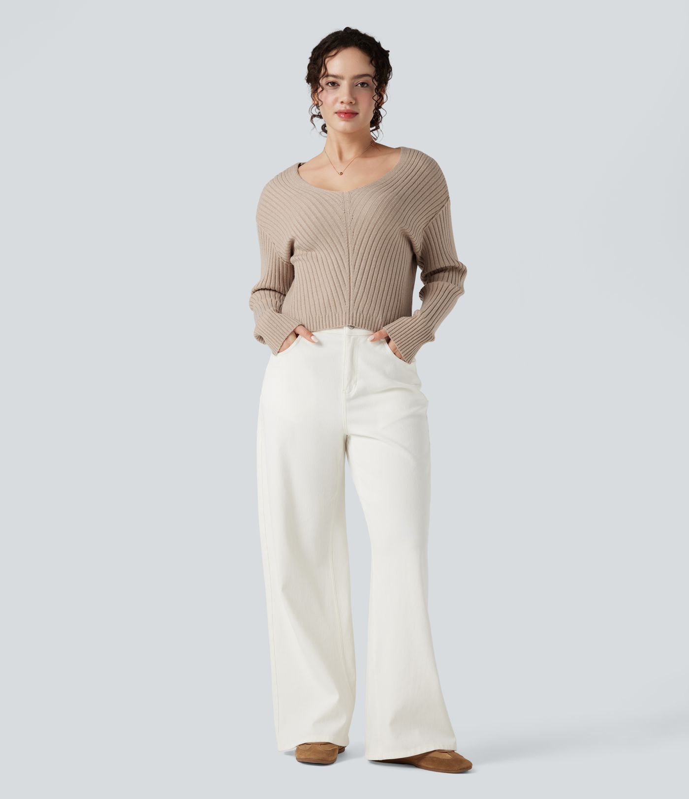 V-neck Long Sleeve Casual Sweater