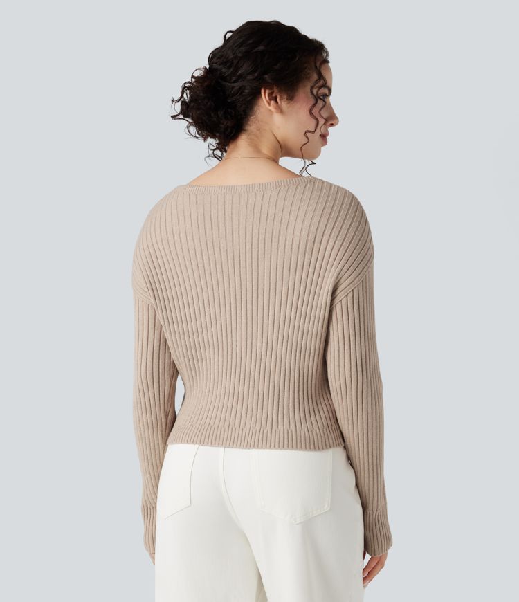 V-neck Long Sleeve Casual Sweater