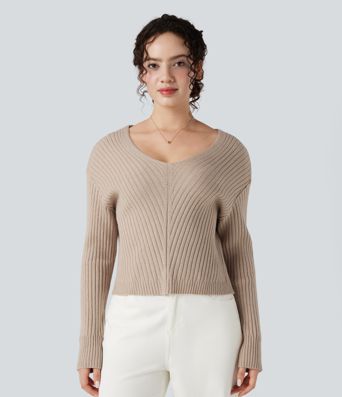 V-neck Long Sleeve Casual Sweater