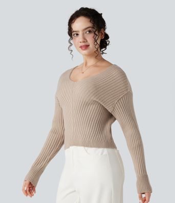V-neck Long Sleeve Casual Sweater