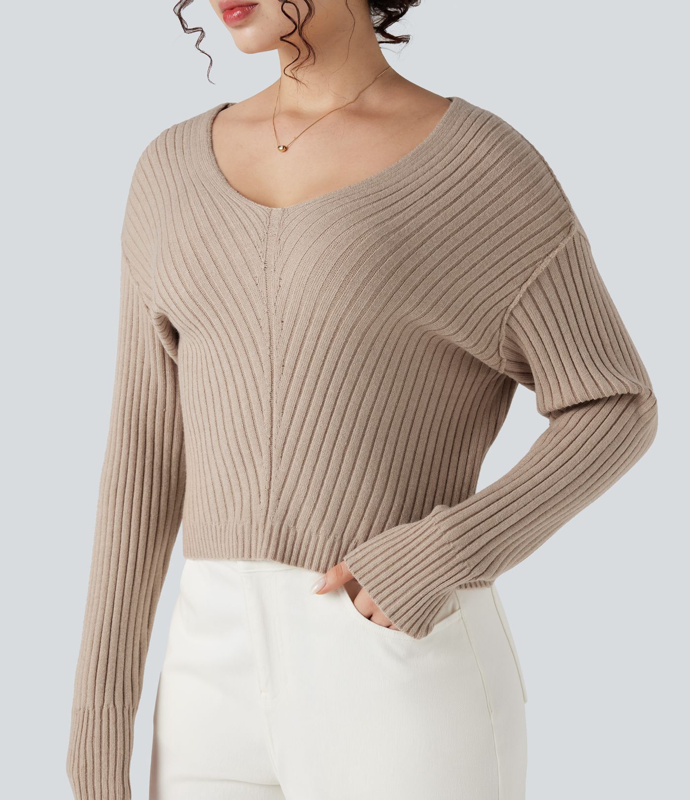 V-neck Long Sleeve Casual Sweater