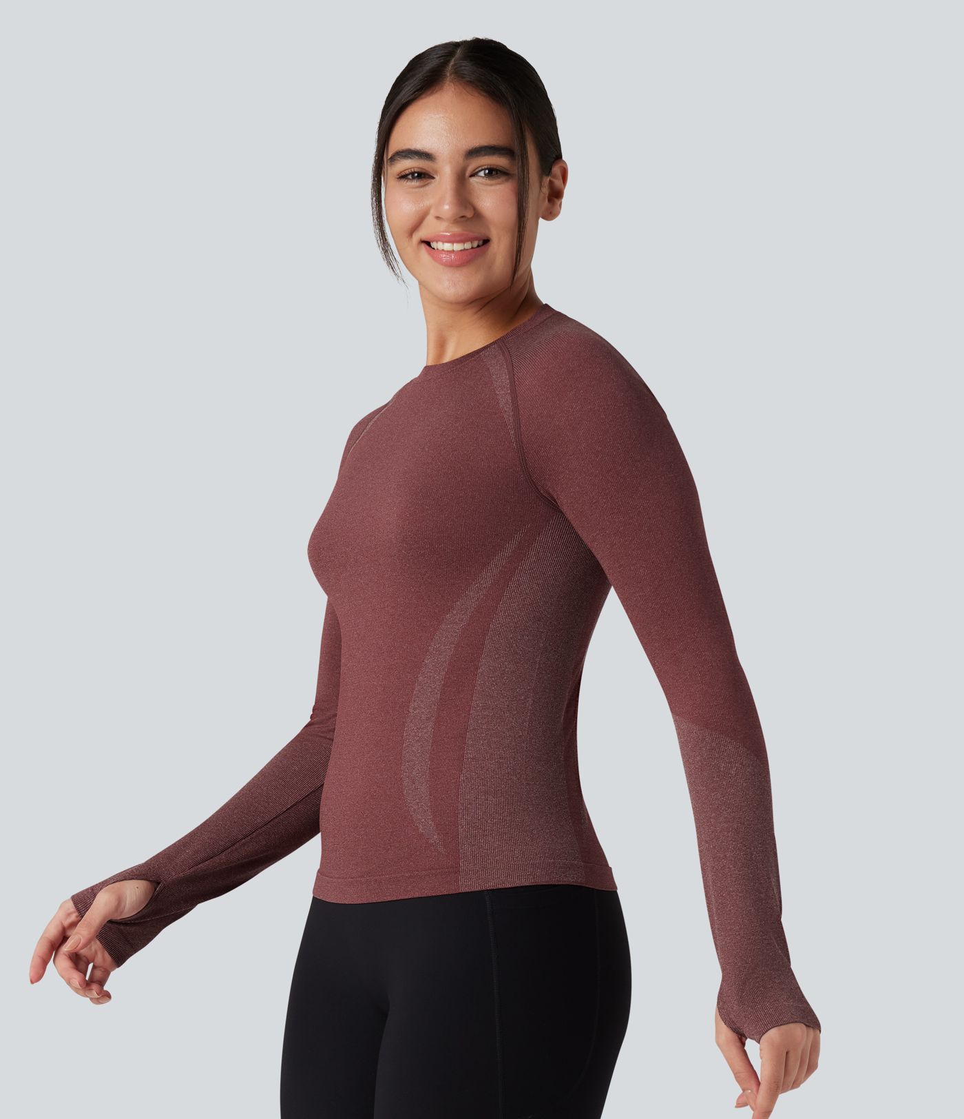 OneForm Seamless Flow Raglan Long Sleeve Thumb Holes Yoga Sports Top