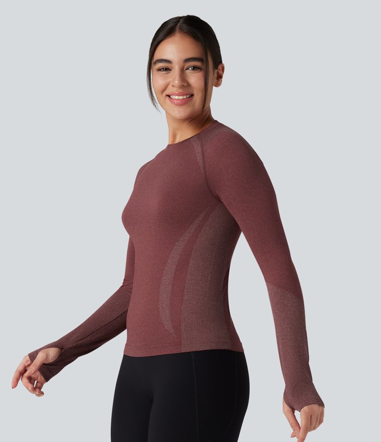 OneForm Seamless Flow Raglan Long Sleeve Thumb Holes Yoga Sports Top