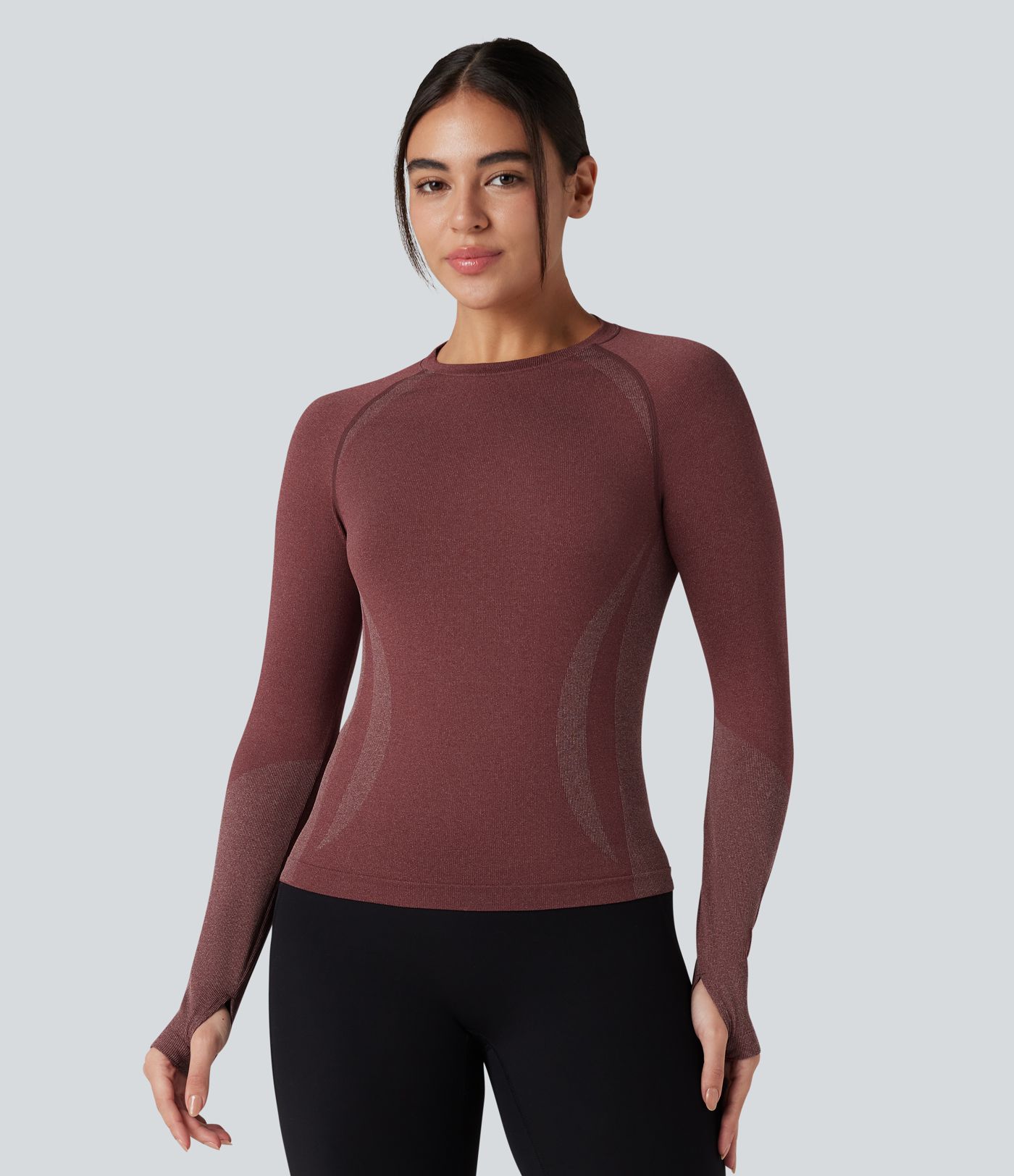 OneForm Seamless Flow Raglan Long Sleeve Thumb Holes Yoga Sports Top