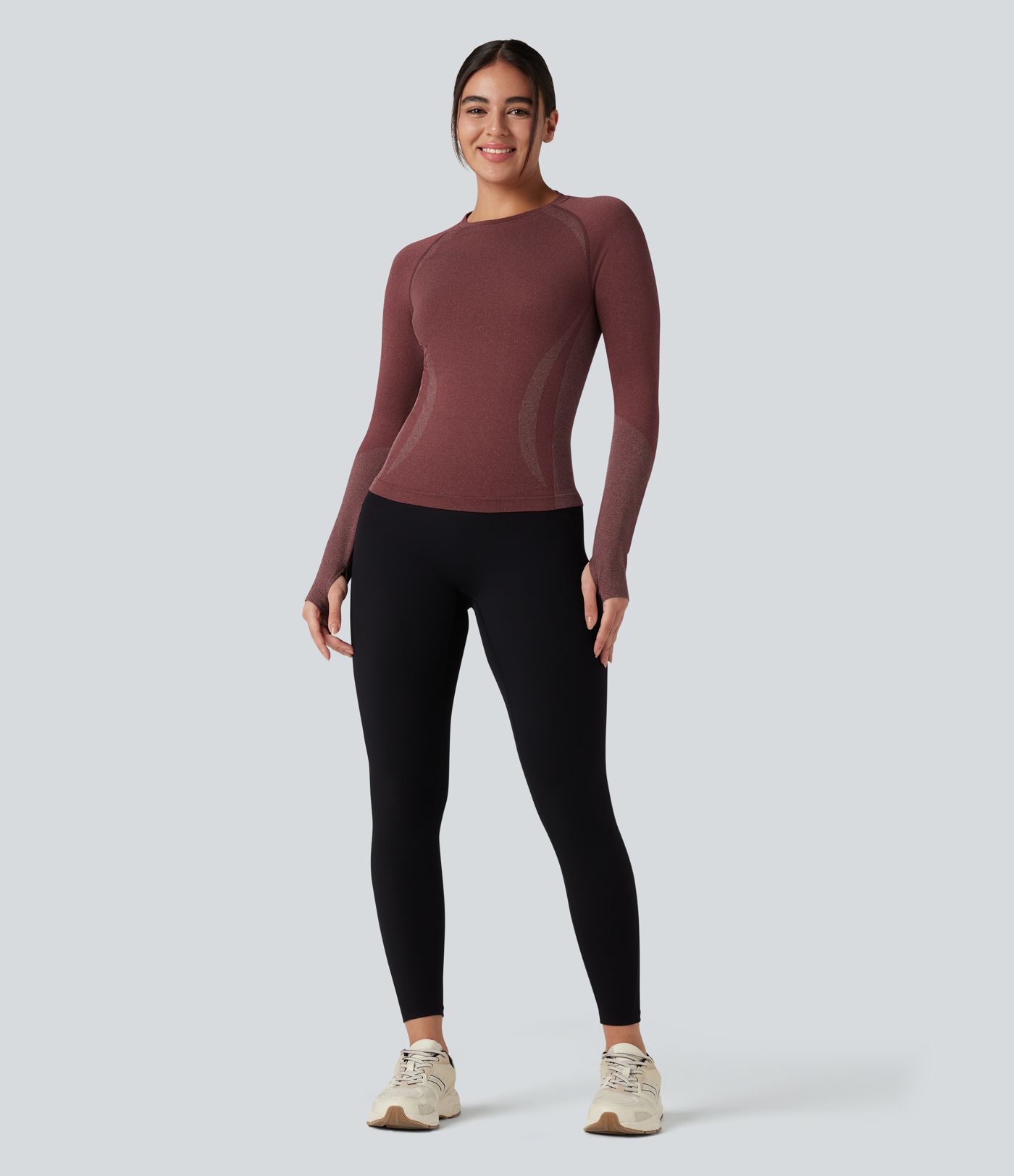 OneForm Seamless Flow Raglan Long Sleeve Thumb Holes Yoga Sports Top