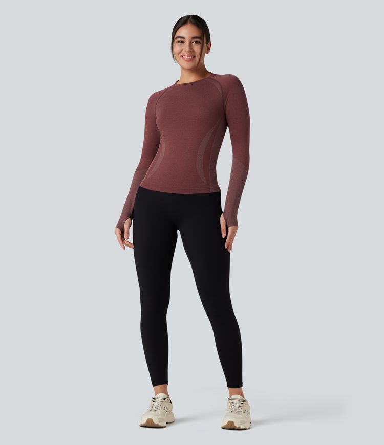 OneForm Seamless Flow Raglan Long Sleeve Thumb Holes Yoga Sports Top