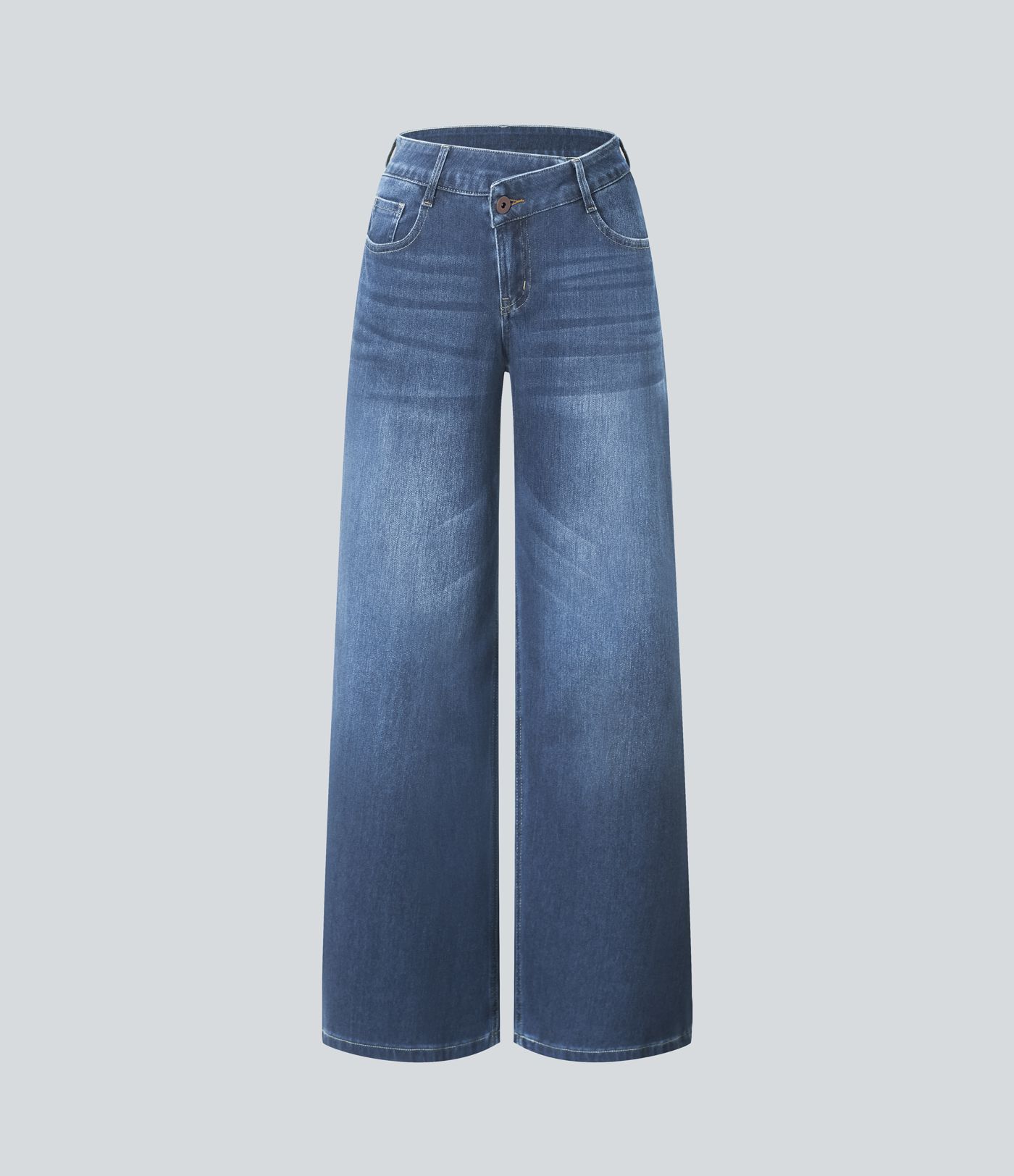 Halara Flex™ Baggy Jeans Low Rise mit Knopf und Reißverschluss, mehreren Taschen, weitem Bein