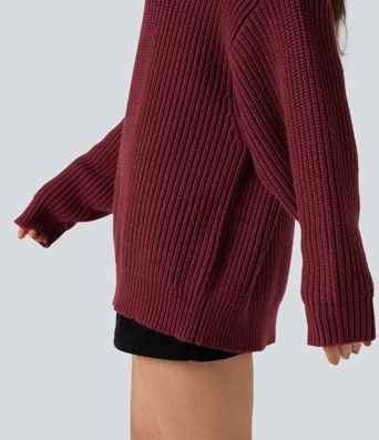 High Neck Long Sleeve Casual Sweater