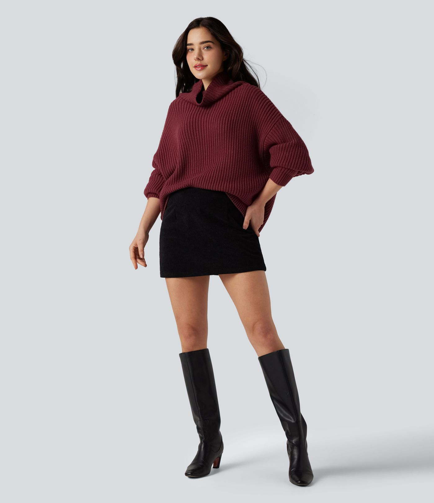 High Neck Long Sleeve Casual Sweater