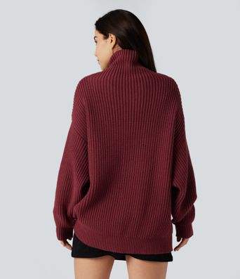 High Neck Long Sleeve Casual Sweater