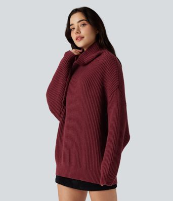 High Neck Long Sleeve Casual Sweater