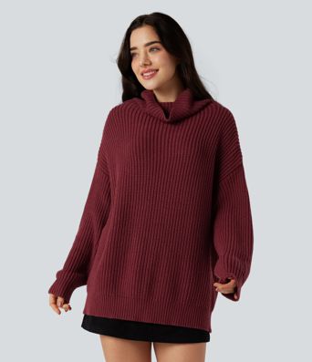 High Neck Long Sleeve Casual Sweater