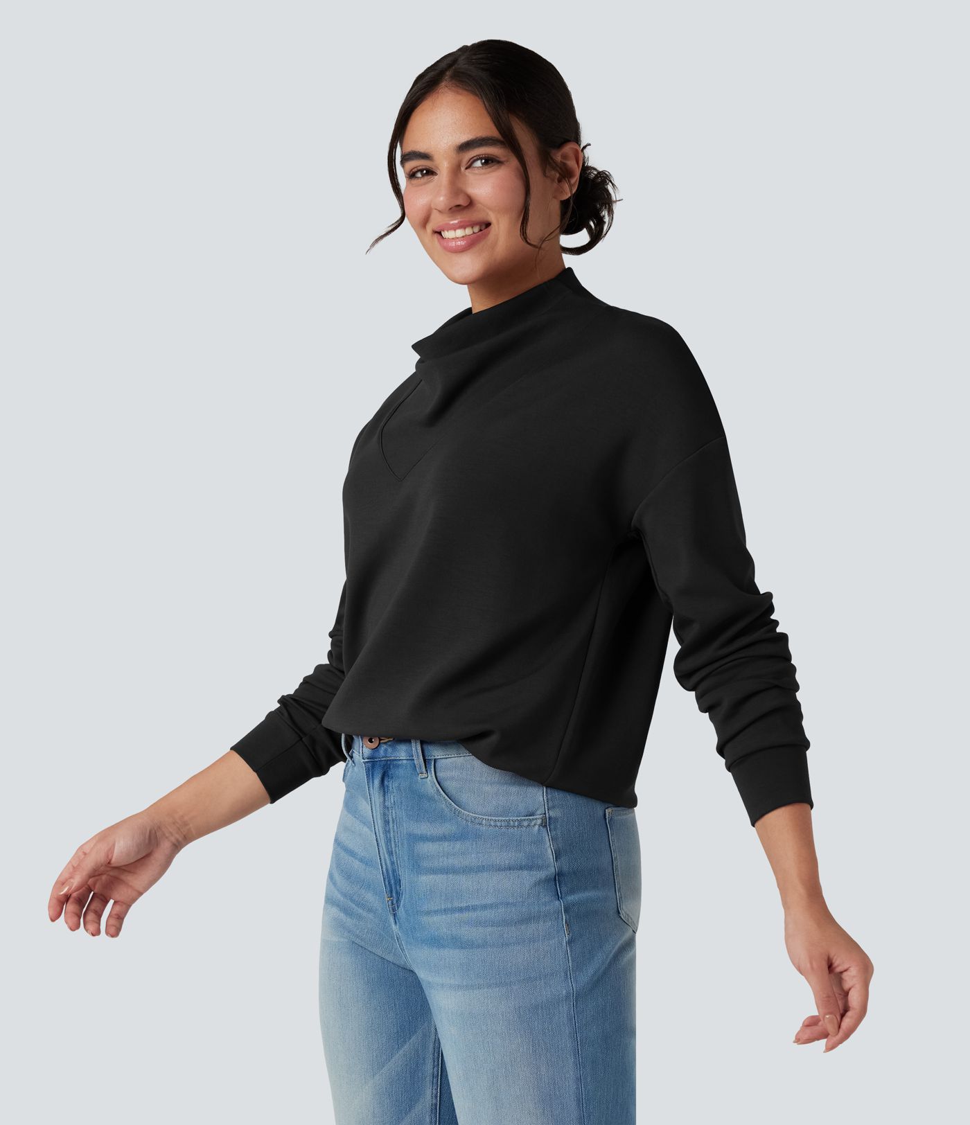 SpacerTek™ Cowl Neck Long Sleeve Casual Sweatshirt