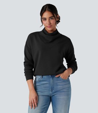 SpacerTek™ Cowl Neck Long Sleeve Casual Sweatshirt