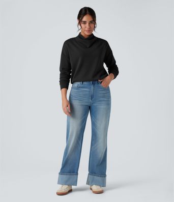 SpacerTek™ Cowl Neck Long Sleeve Casual Sweatshirt