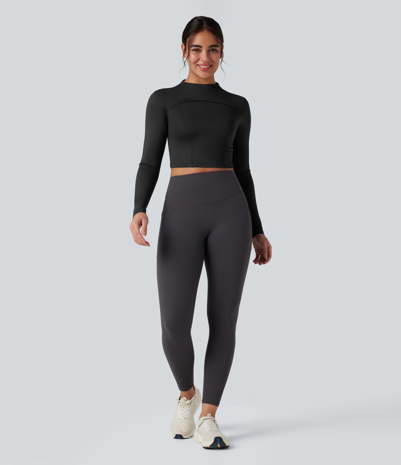 Mock-neck Long Sleeve Slim Yoga Sports Top