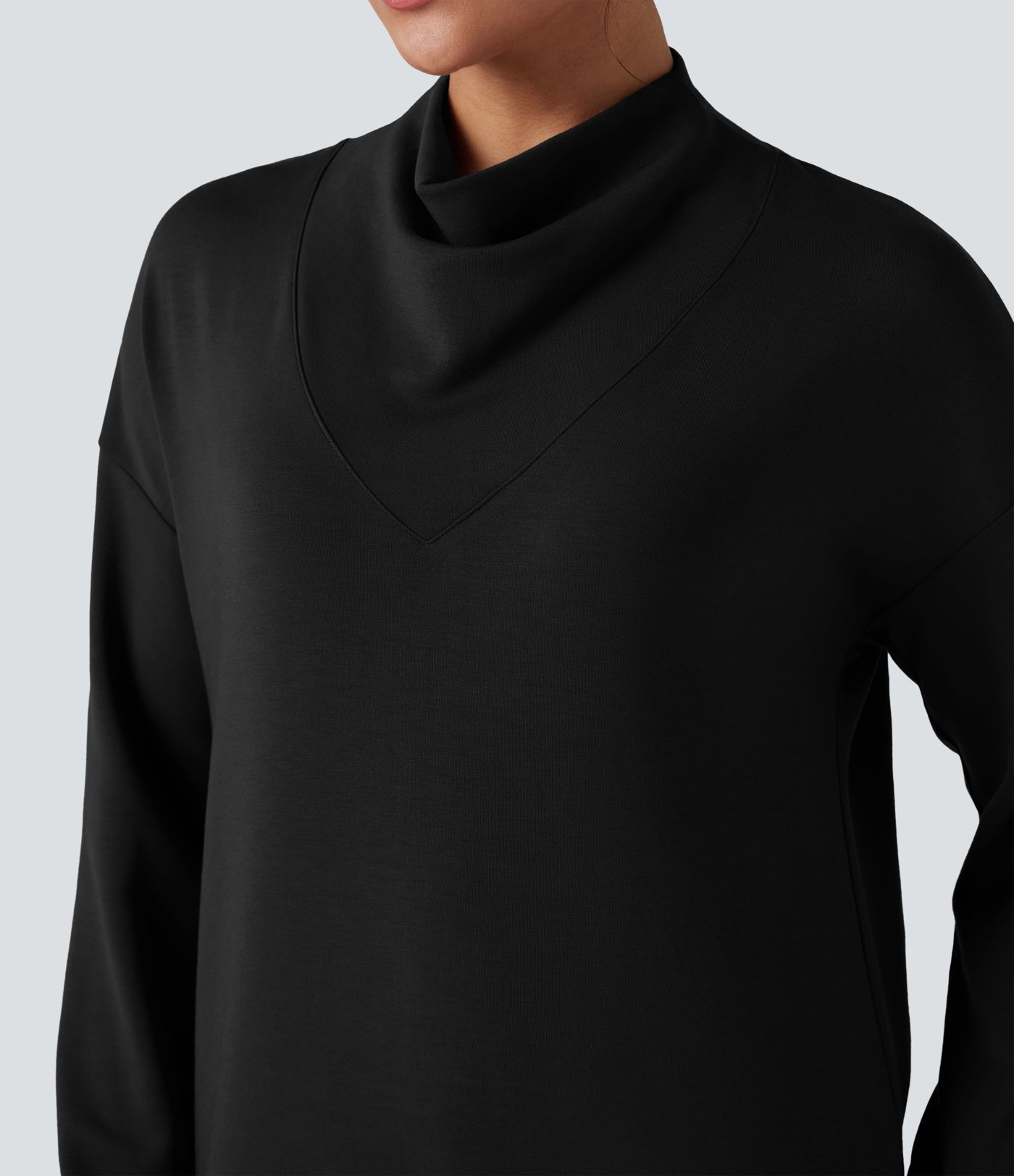 SpacerTek™ Cowl Neck Long Sleeve Casual Sweatshirt