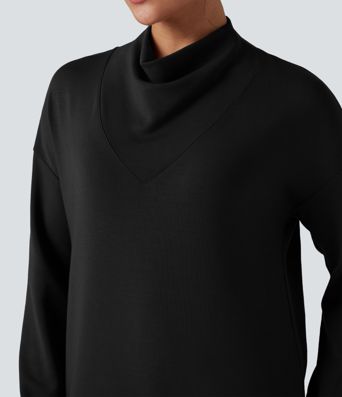 SpacerTek™ Cowl Neck Long Sleeve Casual Sweatshirt