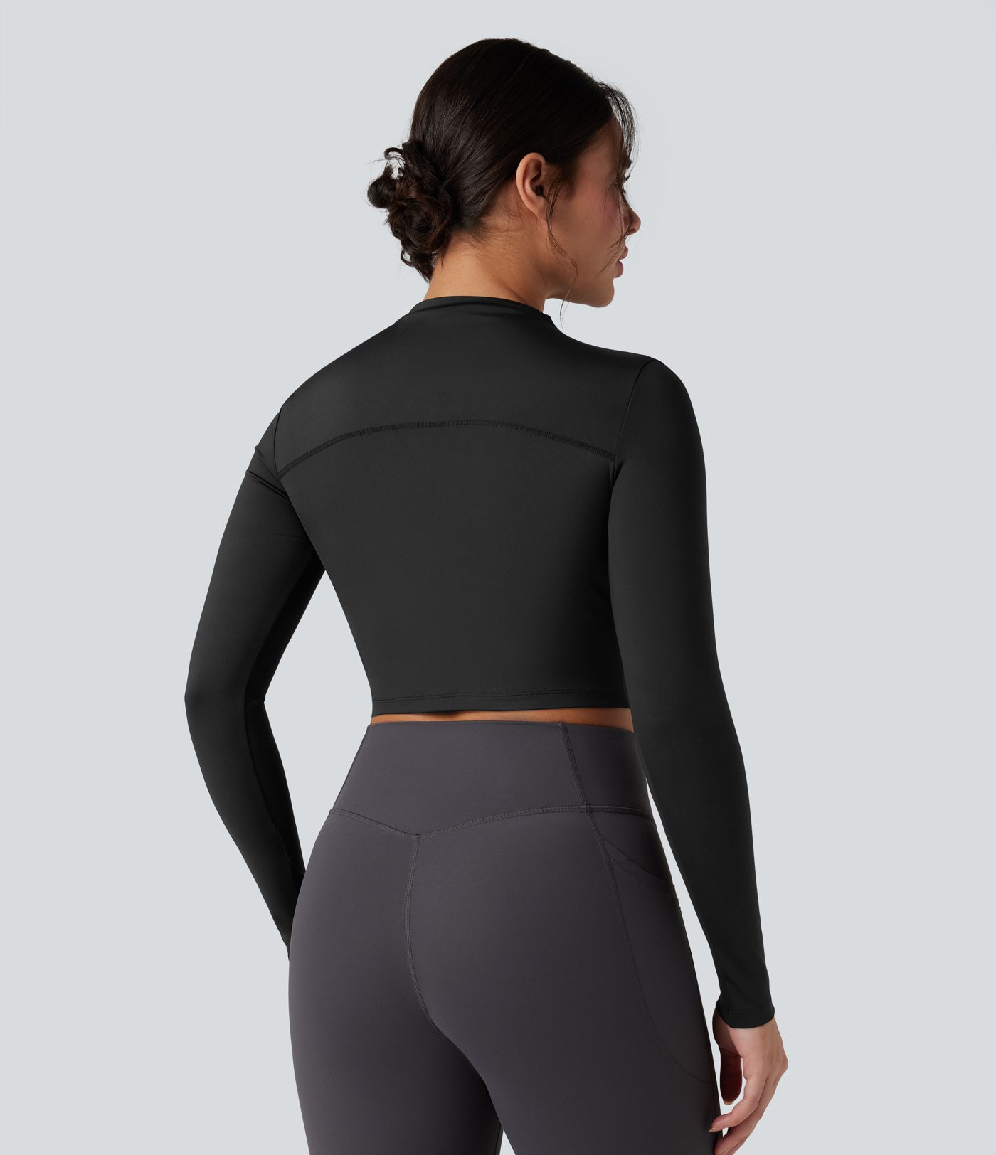 Mock-neck Long Sleeve Slim Yoga Sports Top