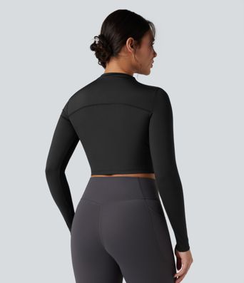 Mock-neck Long Sleeve Slim Yoga Sports Top