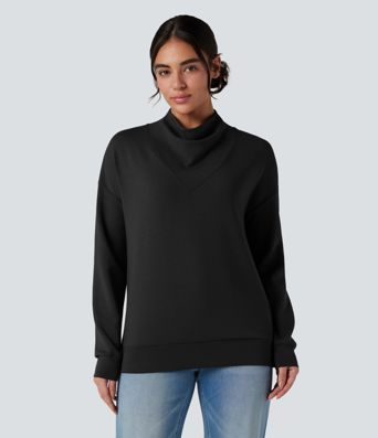 SpacerTek™ Cowl Neck Long Sleeve Casual Sweatshirt