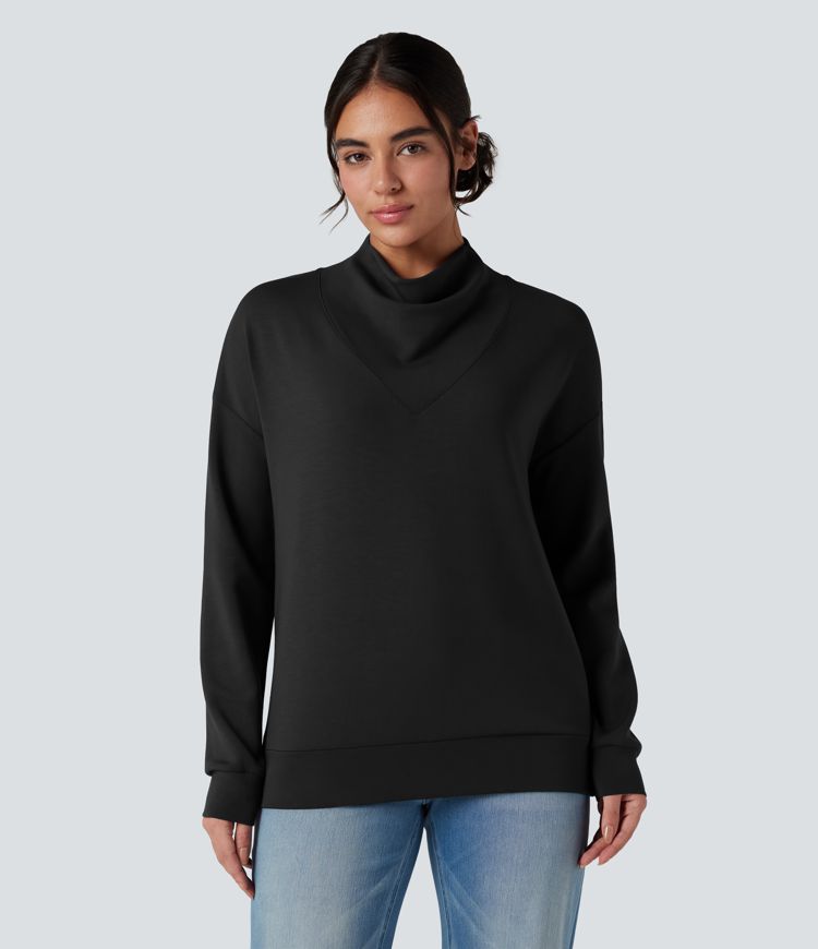 SpacerTek™ Cowl Neck Long Sleeve Casual Sweatshirt