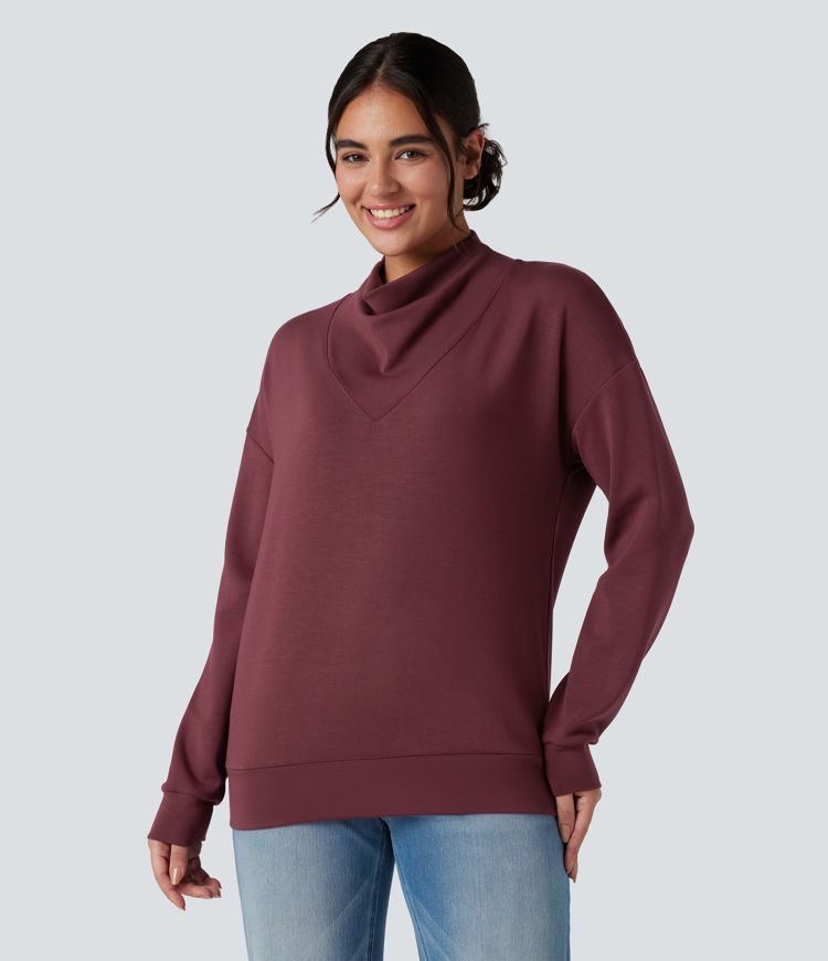 Sweat-shirt décontracté SpacerTek™ col bénitier et manches longues