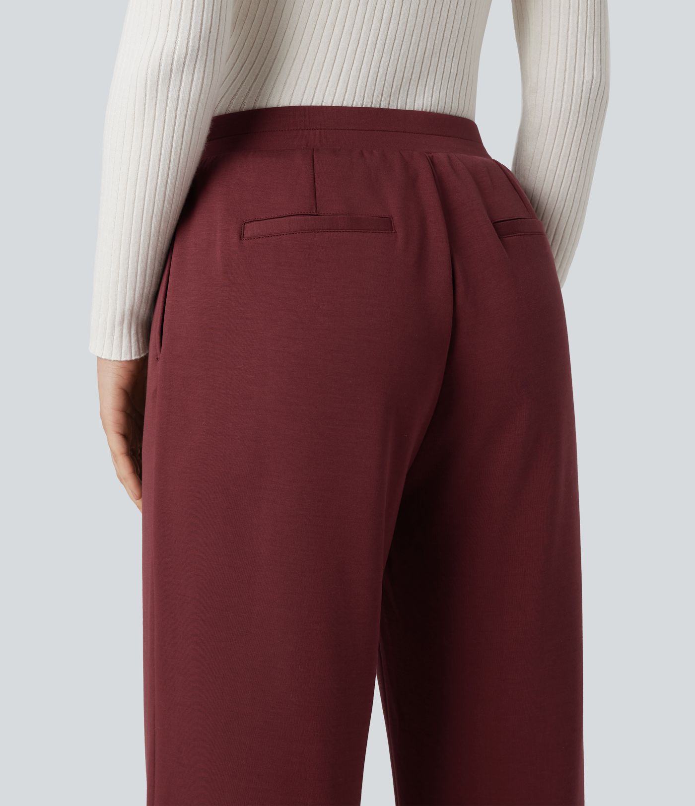 Pantalones de trabajo de cintura alta y corte recto con bolsillos