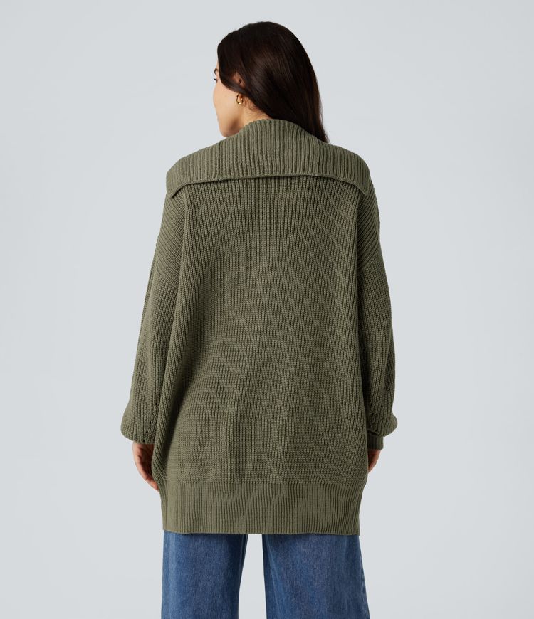 Cardigan col revers manches longues avec poches