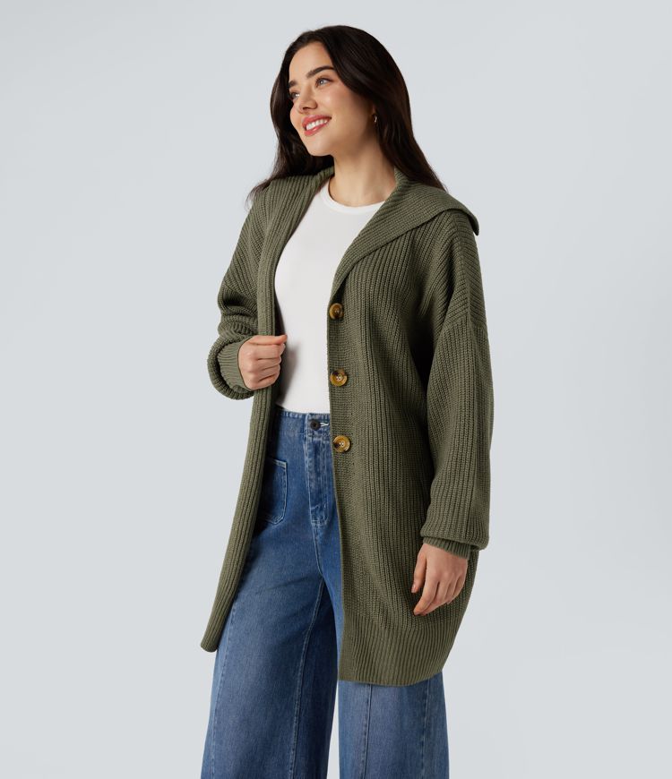 Cardigan col revers manches longues avec poches