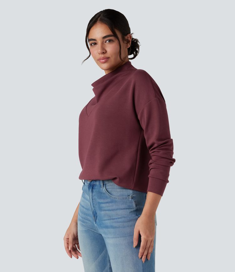 Sweat-shirt décontracté SpacerTek™ col bénitier et manches longues