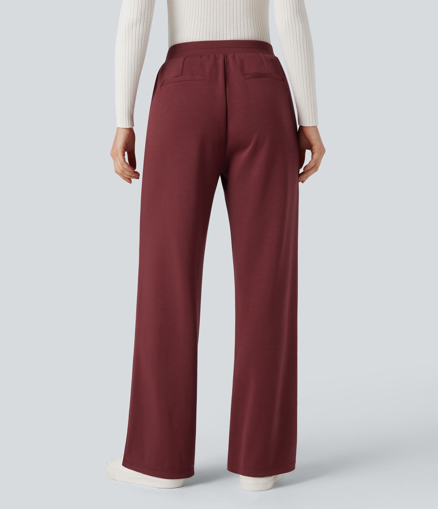 Pantalones de trabajo de cintura alta y corte recto con bolsillos