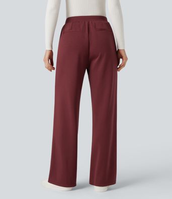 Pantalones de trabajo de cintura alta y corte recto con bolsillos