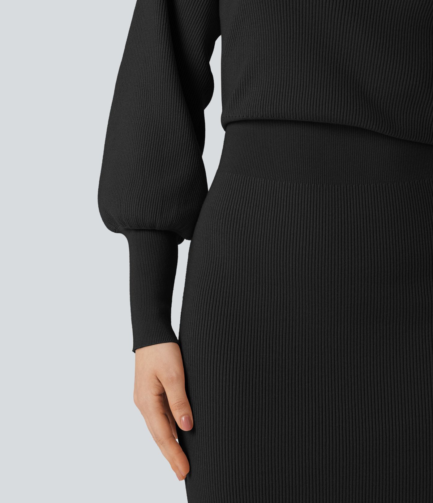 Boat Neck Long Sleeve Bodycon Mini Work Sweater Dress