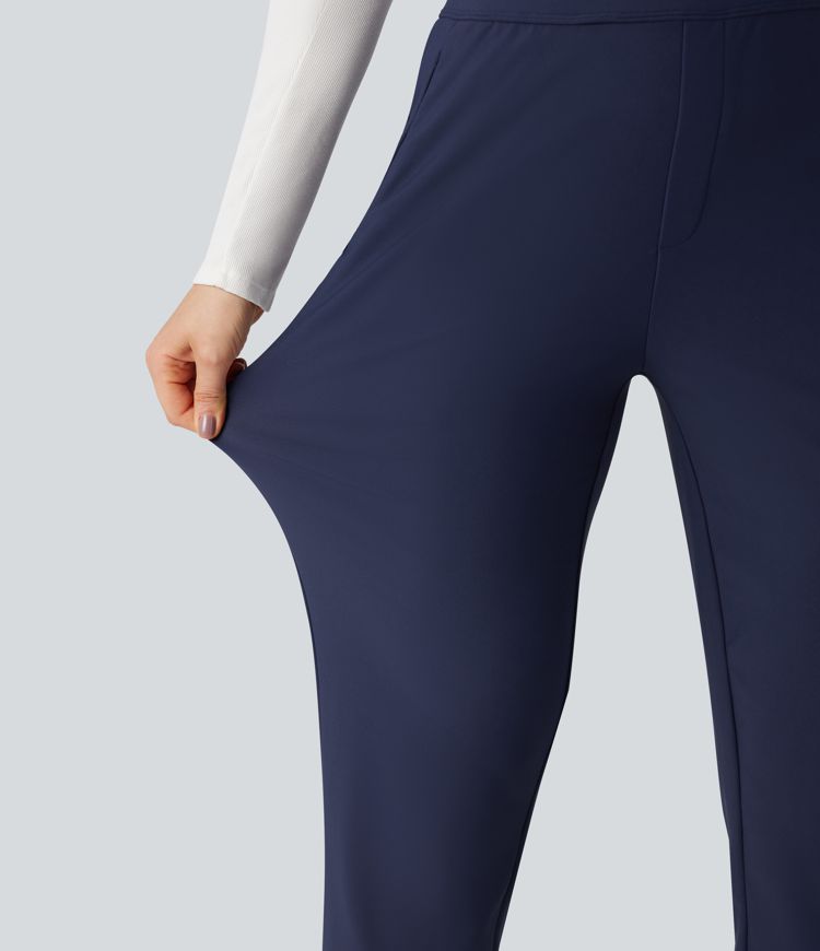 Pantalon de sport fuselé thermique en polaire, taille haute, avec poches