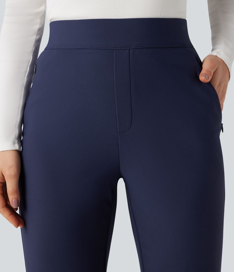 Pantalon de sport fuselé thermique en polaire, taille haute, avec poches