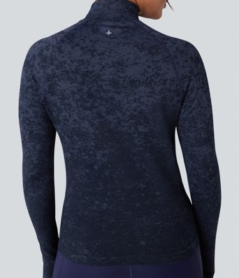 OneForm Seamless Flow Half Zip Long Sleeve Thumb Hole Workout Sports Top