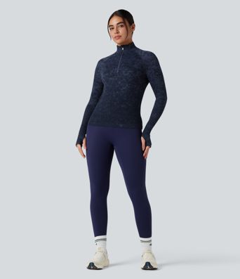 OneForm Seamless Flow Half Zip Long Sleeve Thumb Hole Workout Sports Top